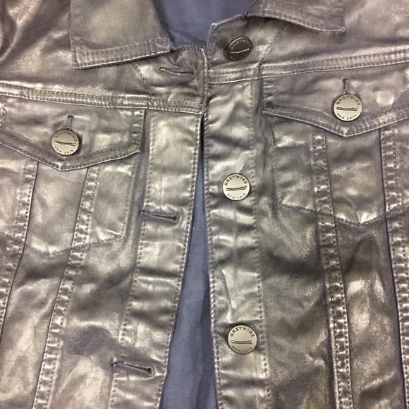 Greywire Navy Blue Coated Denim Jean Jacket Small - Picture 2 of 6